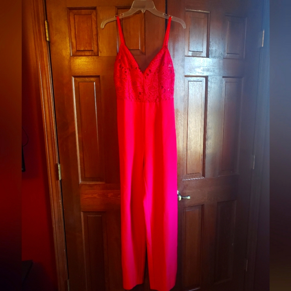 Bebe Embroidered Lace Jumpsuit